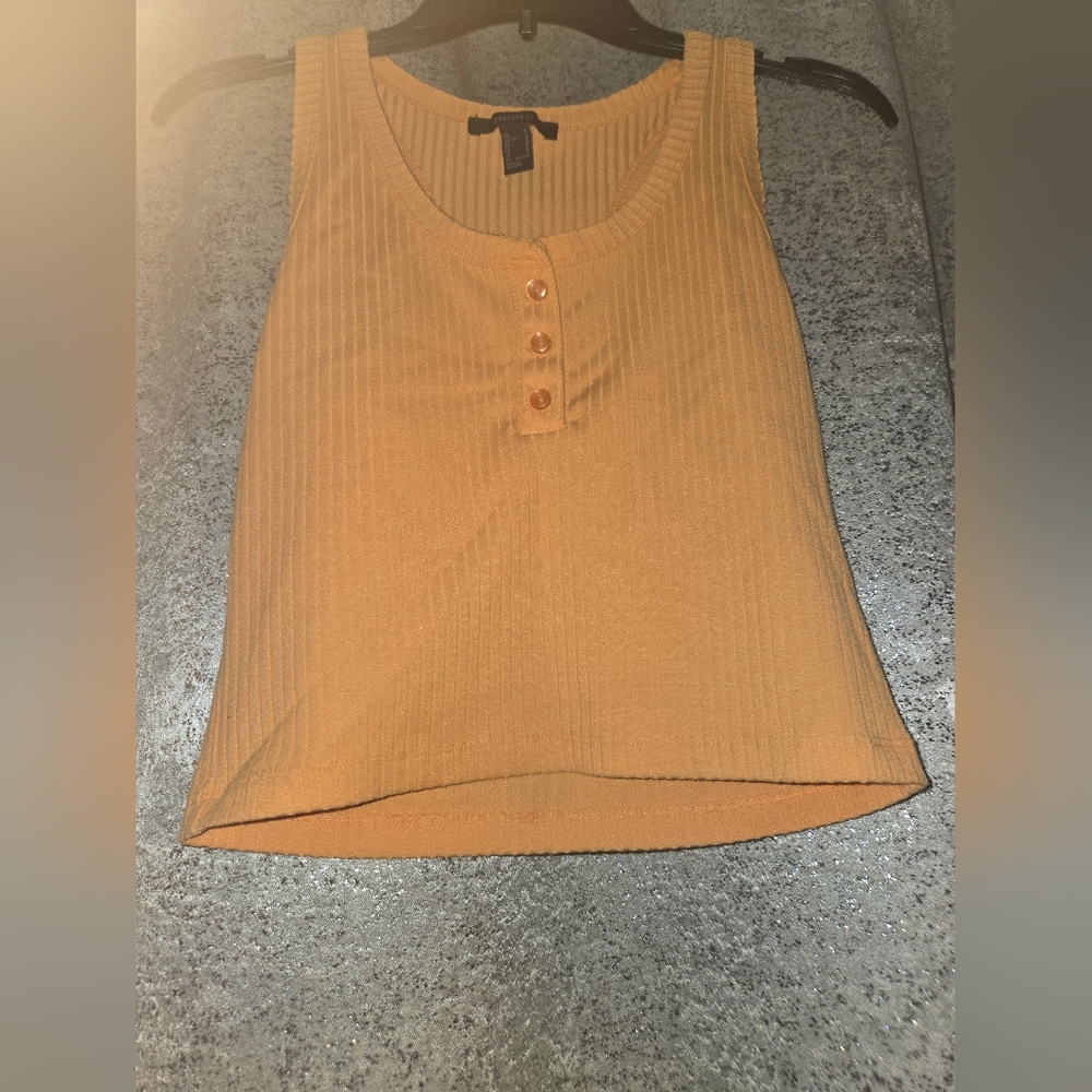 Women's Forever 21 Ribbed Tank Top - Orange Size Small